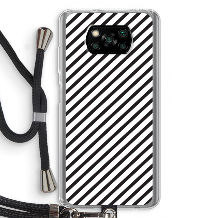 Strepen zwart-wit: Xiaomi Poco X3 Pro Transparant Hoesje met koord