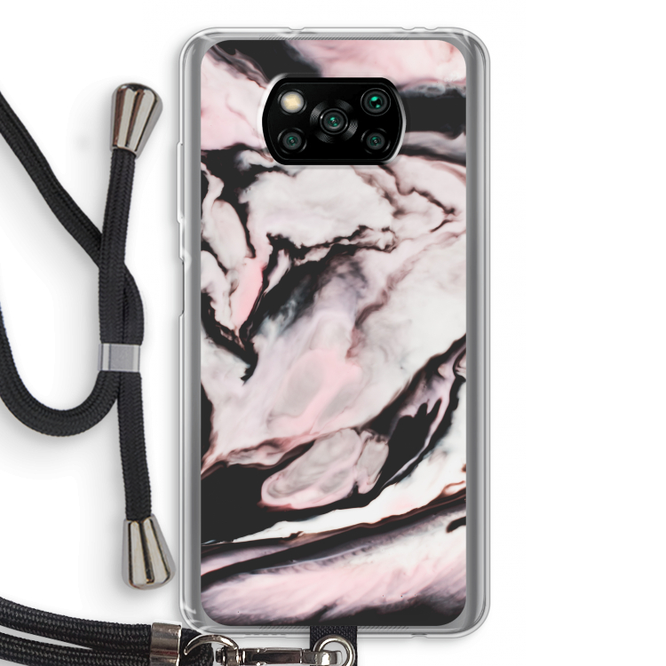 Roze stroom: Xiaomi Poco X3 Pro Transparant Hoesje met koord