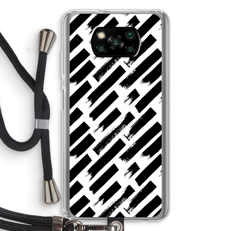 Zwarte vegen: Xiaomi Poco X3 Pro Transparant Hoesje met koord