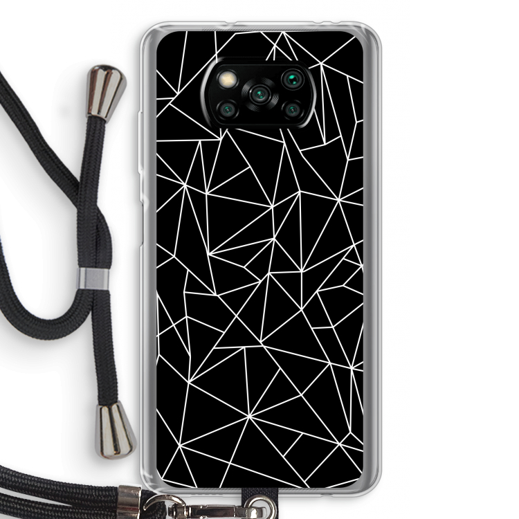 Geometrische lijnen wit: Xiaomi Poco X3 Pro Transparant Hoesje met koord