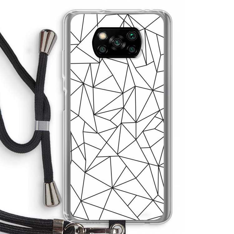 Geometrische lijnen zwart: Xiaomi Poco X3 Pro Transparant Hoesje met koord