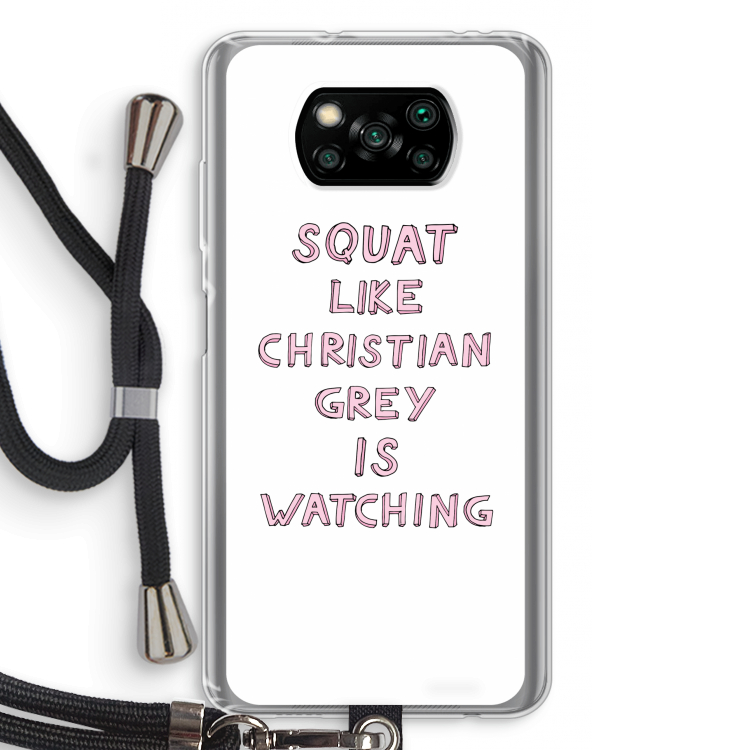 Christian Grey: Xiaomi Poco X3 Pro Transparant Hoesje met koord