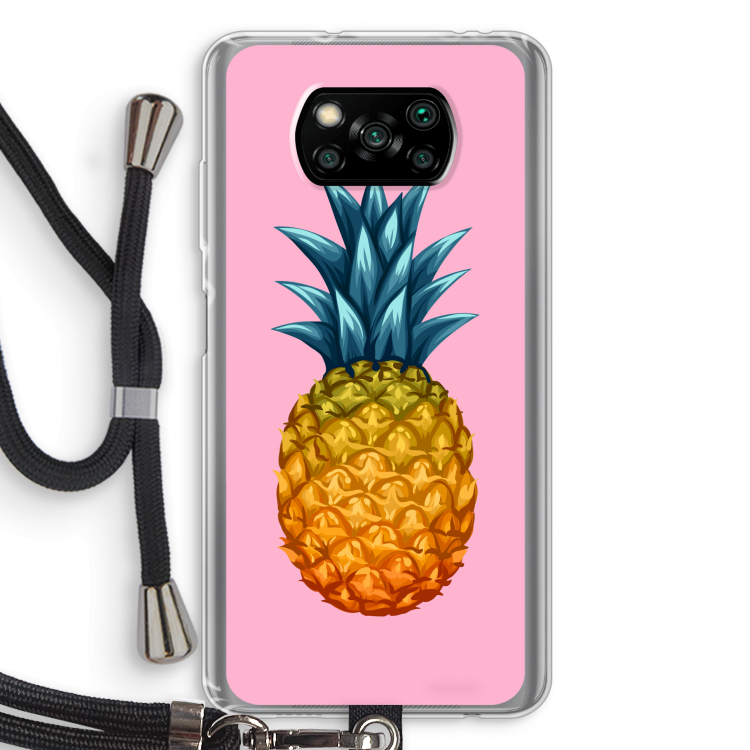 Grote ananas: Xiaomi Poco X3 Pro Transparant Hoesje met koord