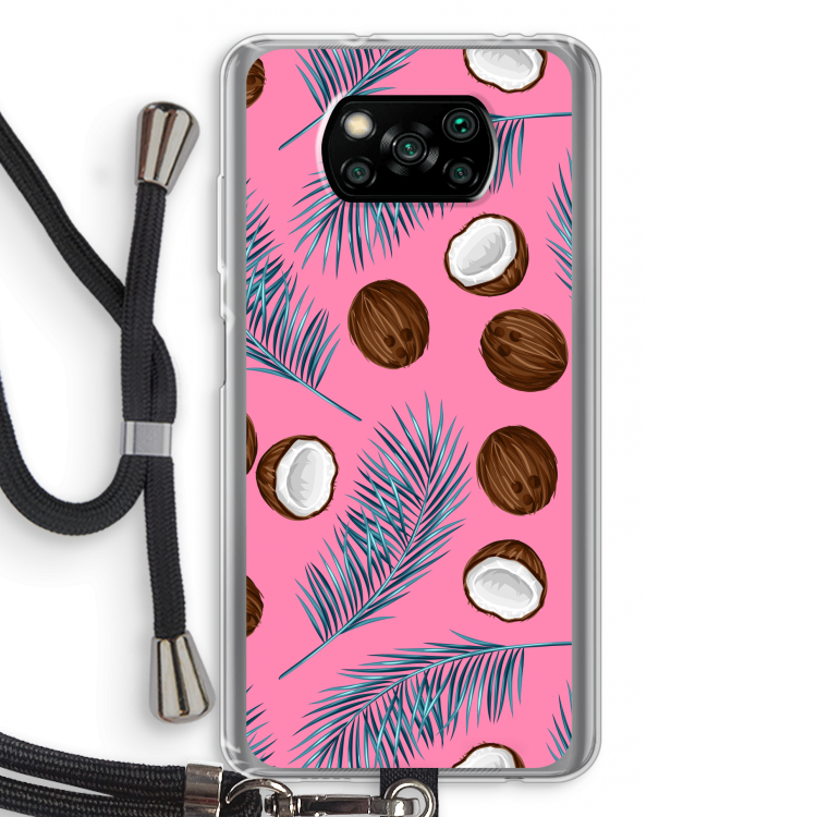 Kokosnoot roze: Xiaomi Poco X3 Pro Transparant Hoesje met koord