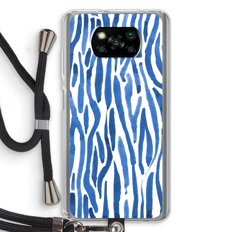 Blauwe nerven: Xiaomi Poco X3 Pro Transparant Hoesje met koord