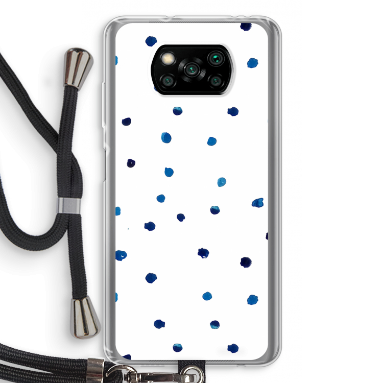 Blauwe stippen: Xiaomi Poco X3 Pro Transparant Hoesje met koord