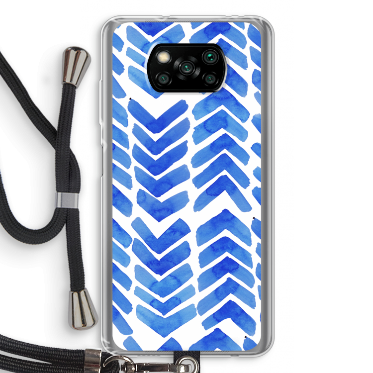 Blauwe pijlen: Xiaomi Poco X3 Pro Transparant Hoesje met koord