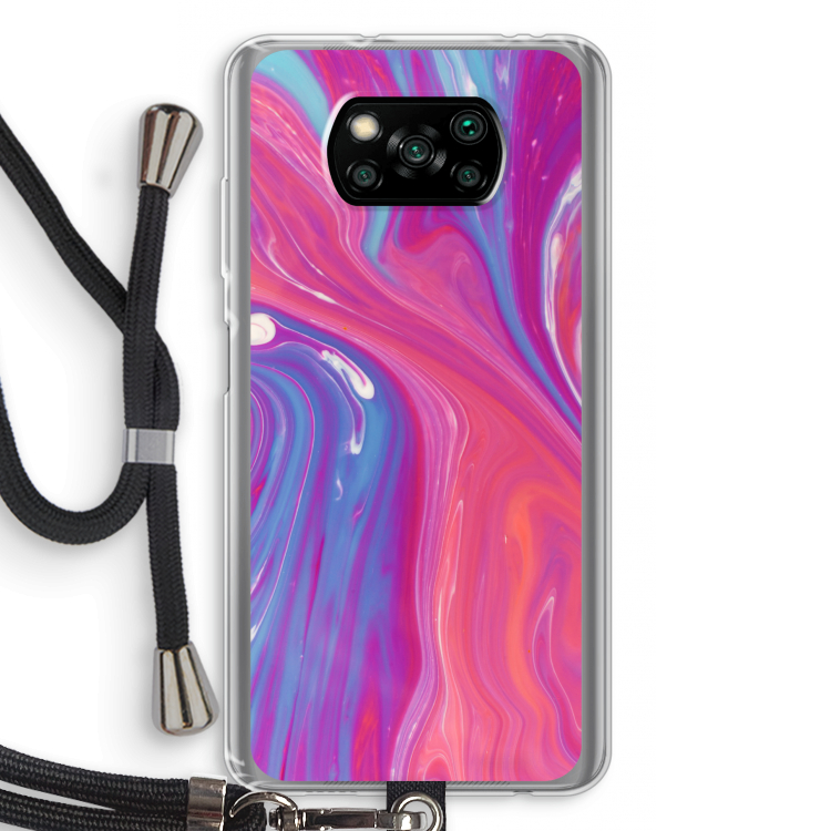Paarse stroom: Xiaomi Poco X3 Pro Transparant Hoesje met koord
