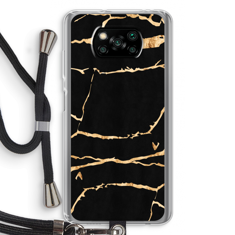 Gouden marmer: Xiaomi Poco X3 Pro Transparant Hoesje met koord