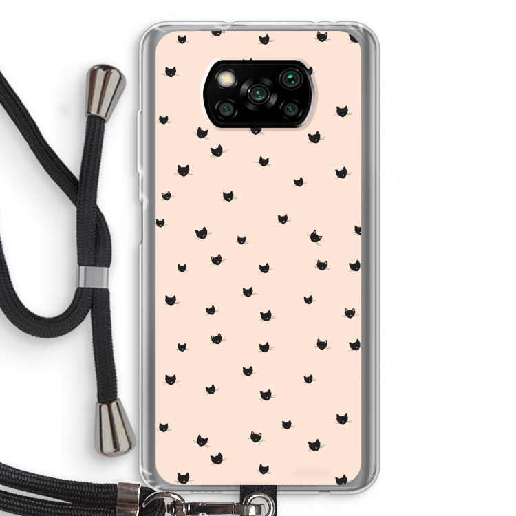 Kleine kattenkopjes: Xiaomi Poco X3 Pro Transparant Hoesje met koord