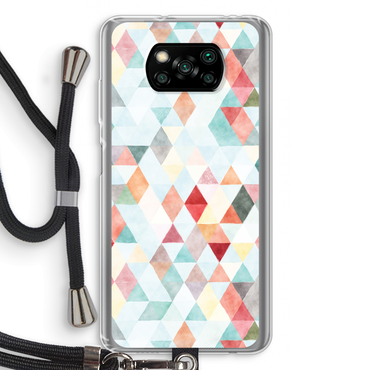 Gekleurde driehoekjes pastel: Xiaomi Poco X3 Pro Transparant Hoesje met koord