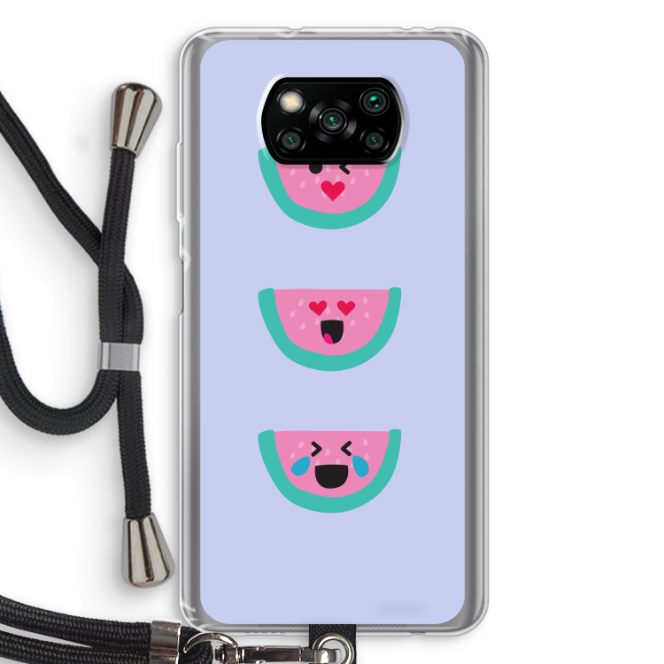 Smiley watermeloen: Xiaomi Poco X3 Pro Transparant Hoesje met koord