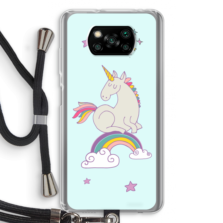 Regenboog eenhoorn: Xiaomi Poco X3 Pro Transparant Hoesje met koord