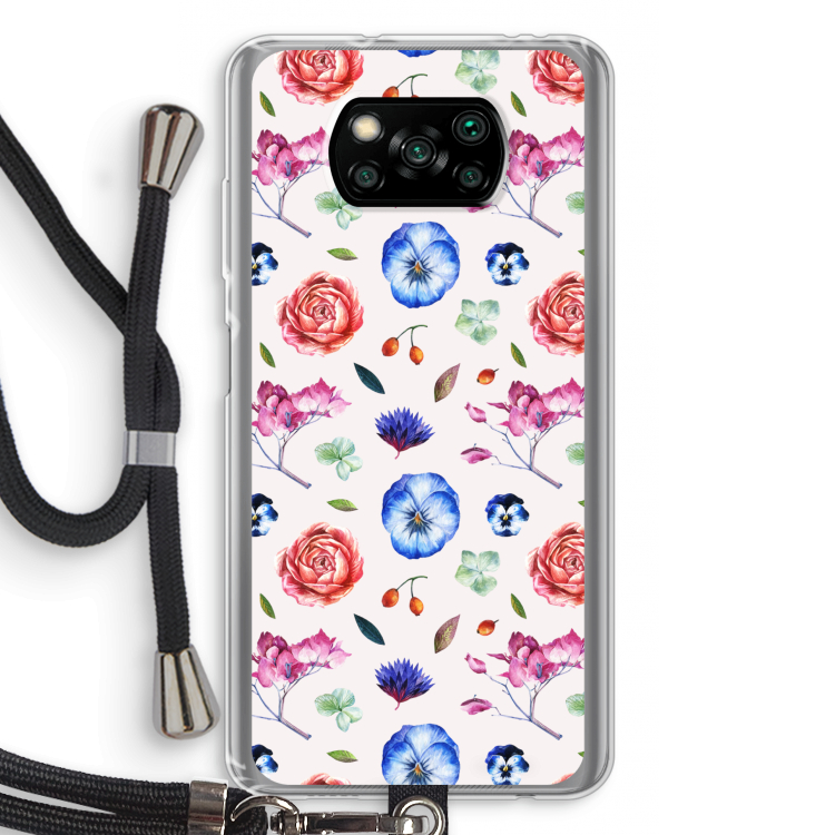 Bloemetjes: Xiaomi Poco X3 Pro Transparant Hoesje met koord