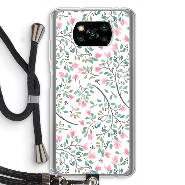 Sierlijke bloemen: Xiaomi Poco X3 Pro Transparant Hoesje met koord
