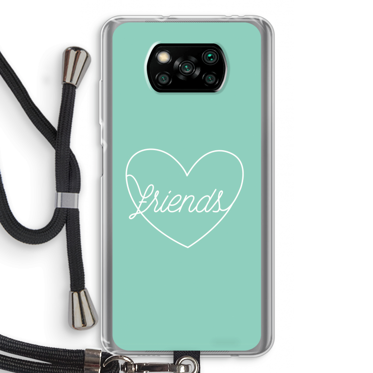 Friends heart pastel: Xiaomi Poco X3 Pro Transparant Hoesje met koord