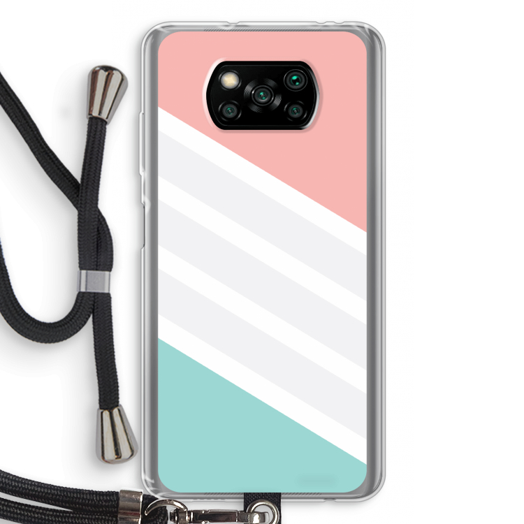 Strepen pastel: Xiaomi Poco X3 Pro Transparant Hoesje met koord