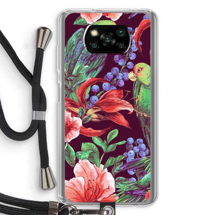 Papegaaien: Xiaomi Poco X3 Pro Transparant Hoesje met koord