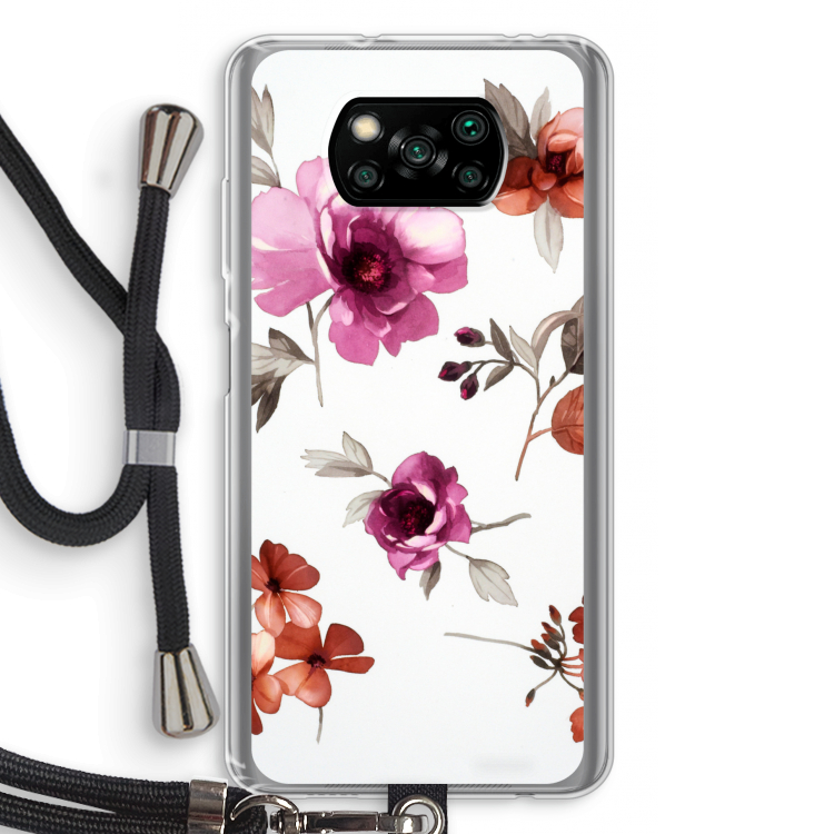 Geschilderde bloemen: Xiaomi Poco X3 Pro Transparant Hoesje met koord