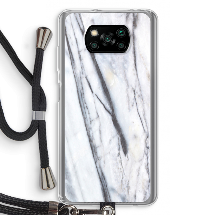 Gestreepte marmer: Xiaomi Poco X3 Pro Transparant Hoesje met koord