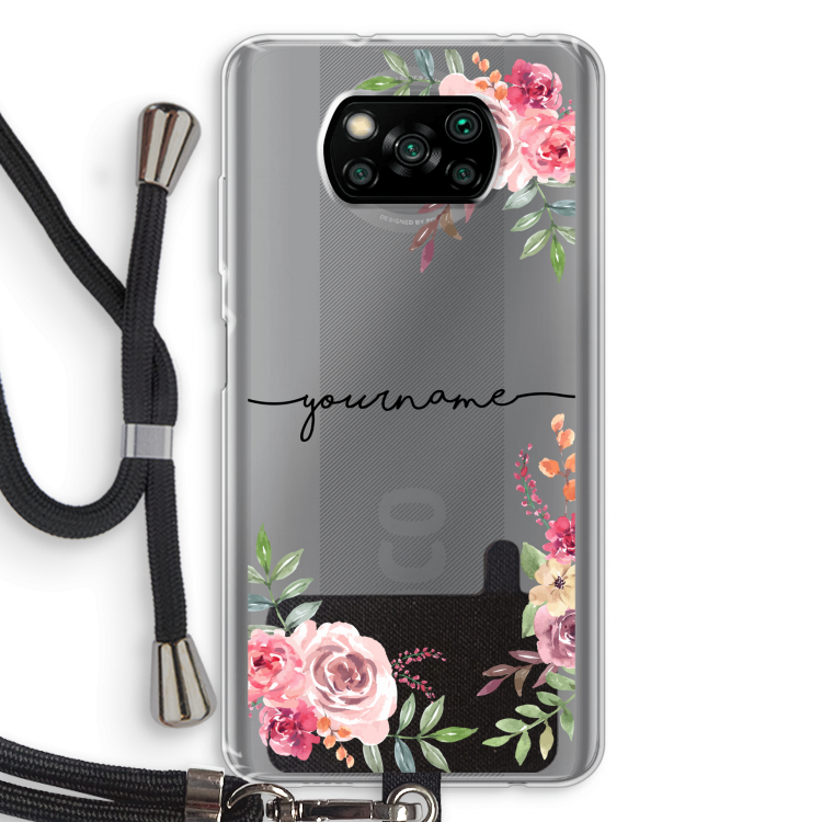 Rozen: Xiaomi Poco X3 Pro Transparant Hoesje met koord