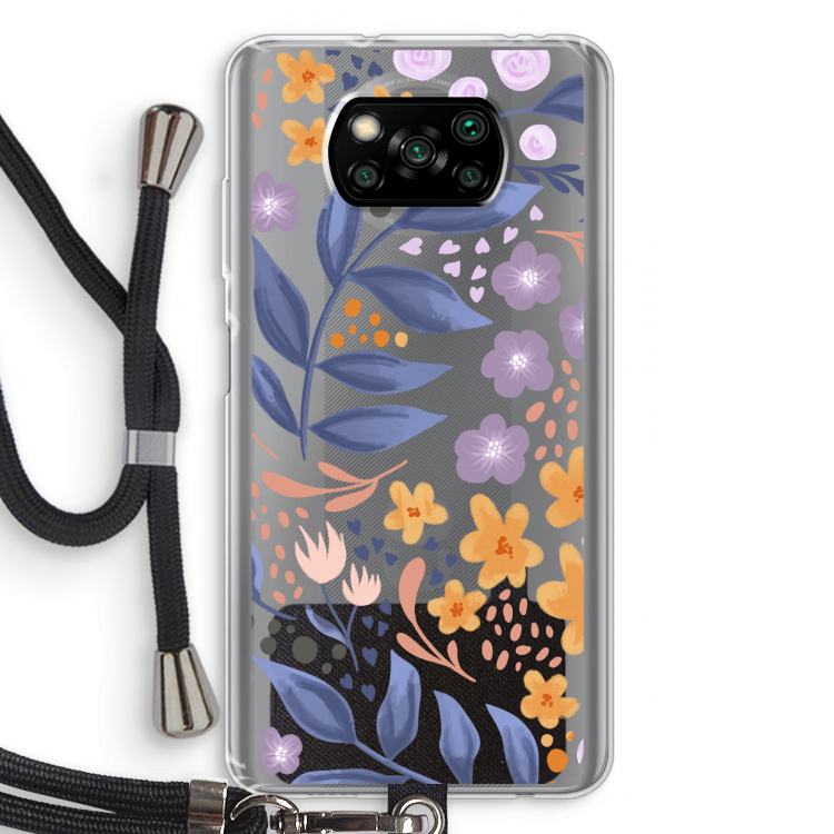 Flowers with blue leaves: Xiaomi Poco X3 Pro Transparant Hoesje met koord