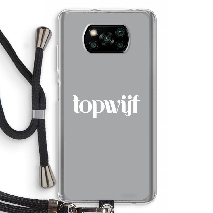 Topwijf Grijs Wit: Xiaomi Poco X3 Pro Transparant Hoesje met koord