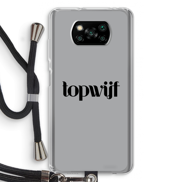 Topwijf Grijs Zwart: Xiaomi Poco X3 Pro Transparant Hoesje met koord
