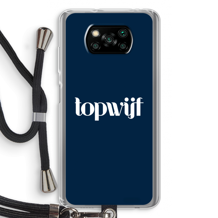 Topwijf Navy: Xiaomi Poco X3 Pro Transparant Hoesje met koord