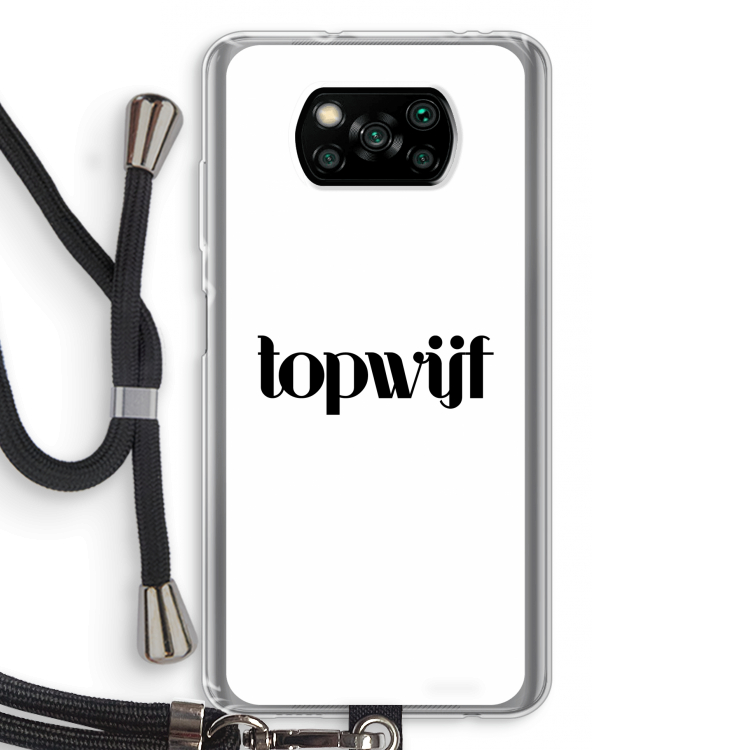 Topwijf Wit: Xiaomi Poco X3 Pro Transparant Hoesje met koord