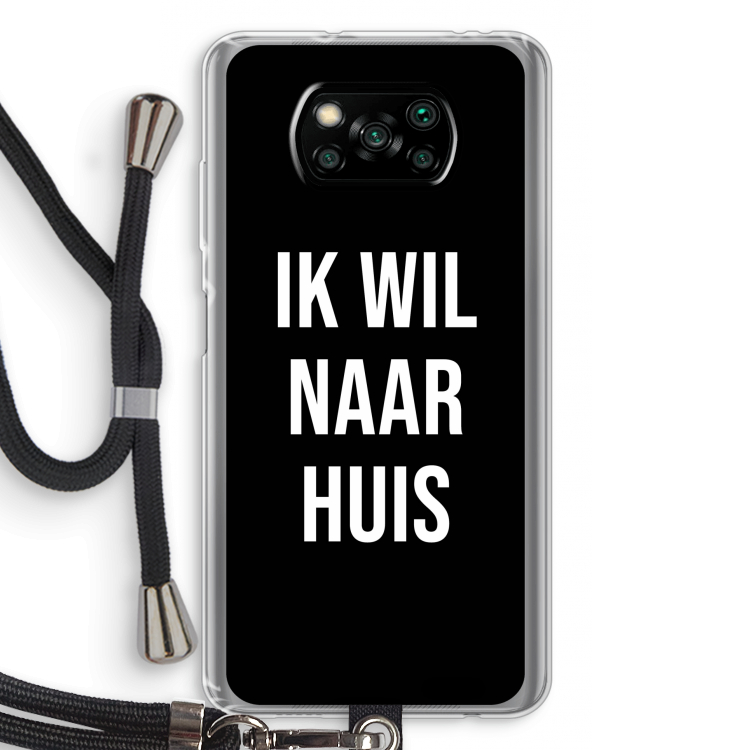 Ik wil naar huis - Zwart: Xiaomi Poco X3 Pro Transparant Hoesje met koord