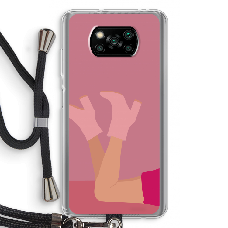 Pink boots: Xiaomi Poco X3 Pro Transparant Hoesje met koord