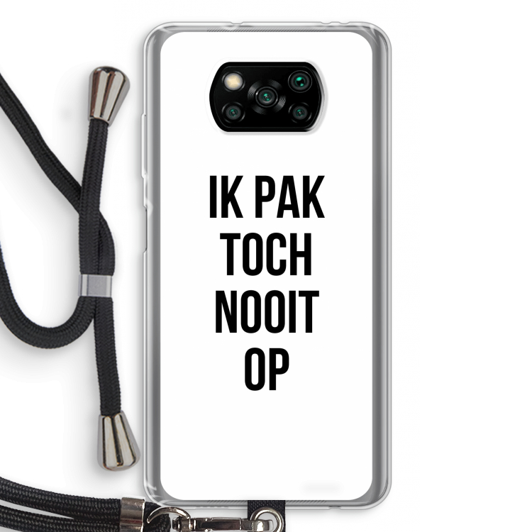 Ik pak nooit op: Xiaomi Poco X3 Pro Transparant Hoesje met koord