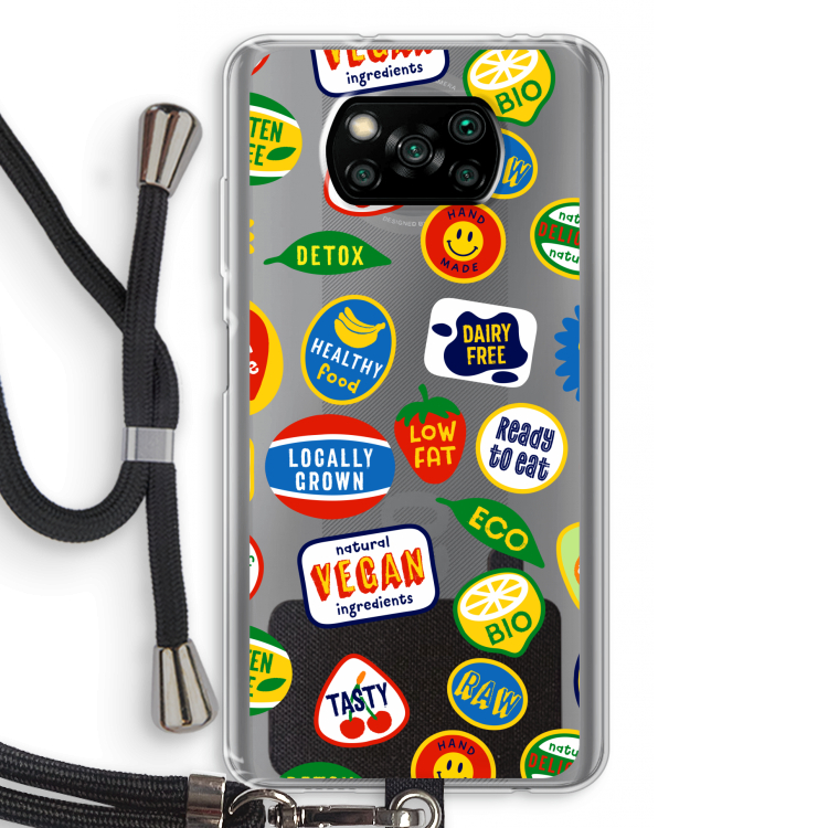 Fruitsticker: Xiaomi Poco X3 Pro Transparant Hoesje met koord