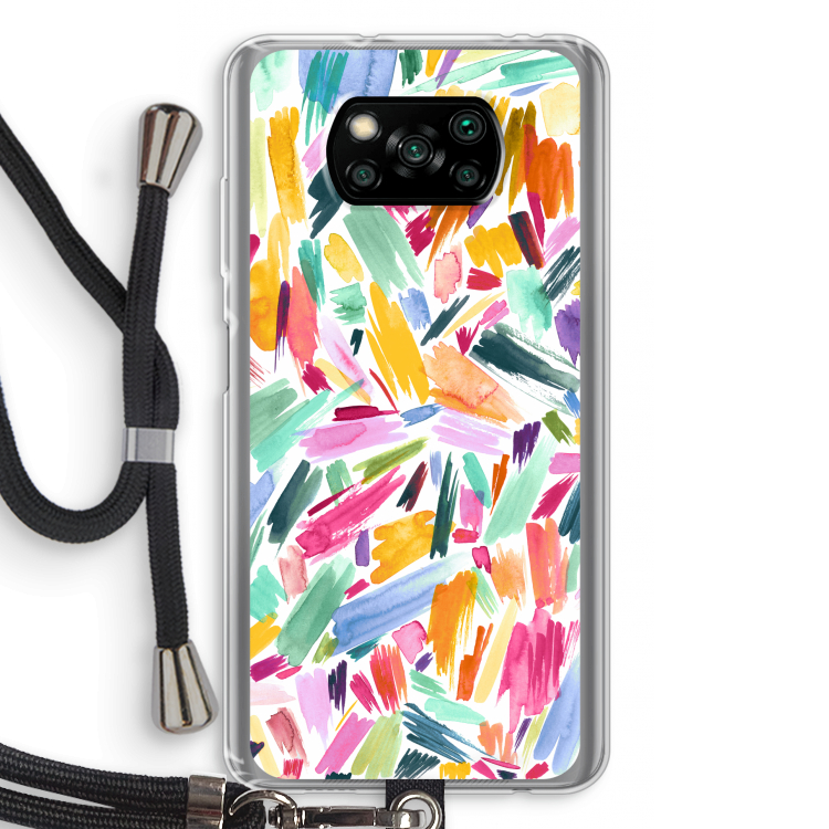 Watercolor Brushstrokes: Xiaomi Poco X3 Pro Transparant Hoesje met koord