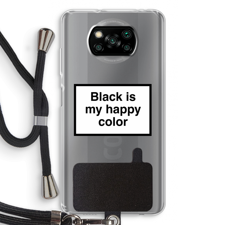 Black is my happy color: Xiaomi Poco X3 Pro Transparant Hoesje met koord