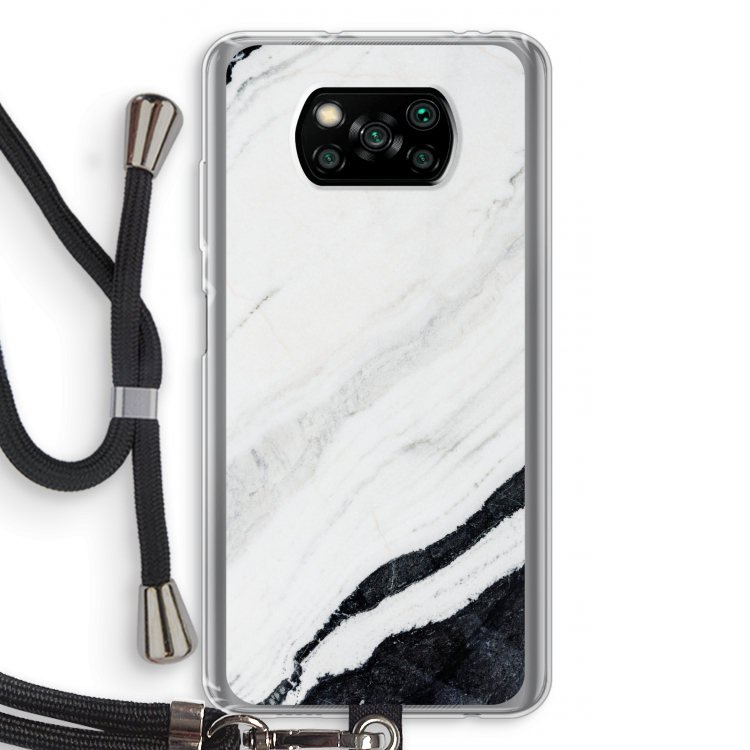 Elegante marmer: Xiaomi Poco X3 Pro Transparant Hoesje met koord