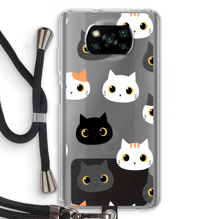 Katten: Xiaomi Poco X3 Pro Transparant Hoesje met koord