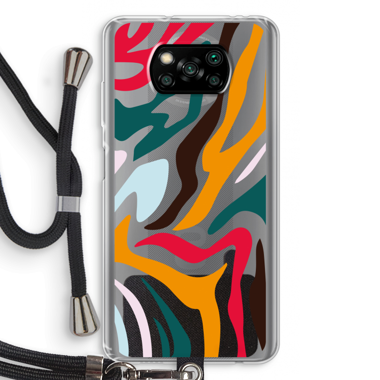 Colored Zebra: Xiaomi Poco X3 Pro Transparant Hoesje met koord