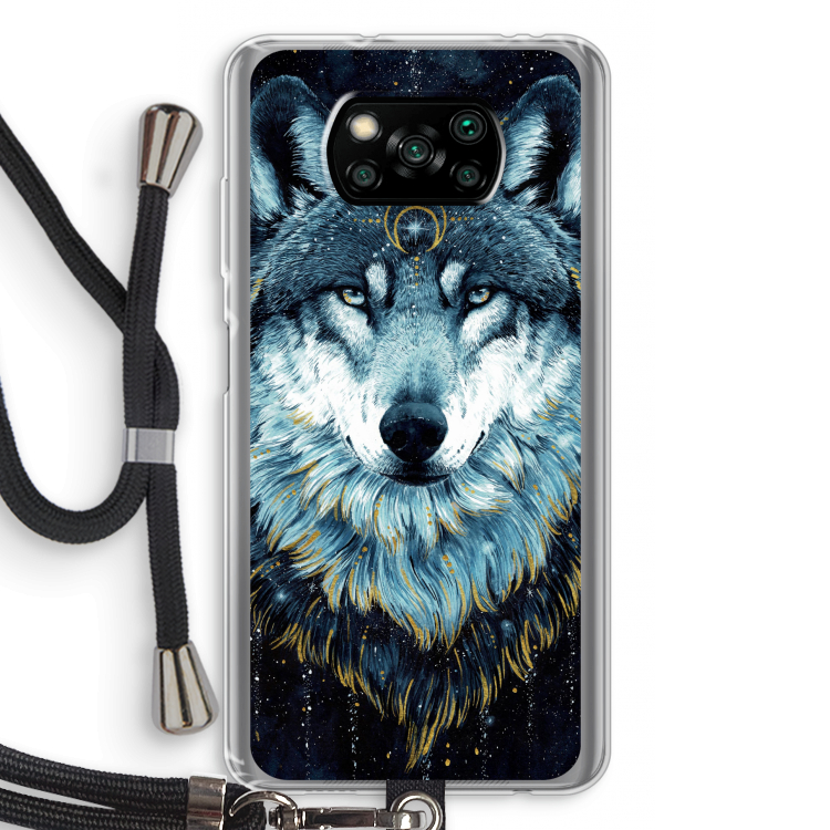 Darkness Wolf: Xiaomi Poco X3 Pro Transparant Hoesje met koord