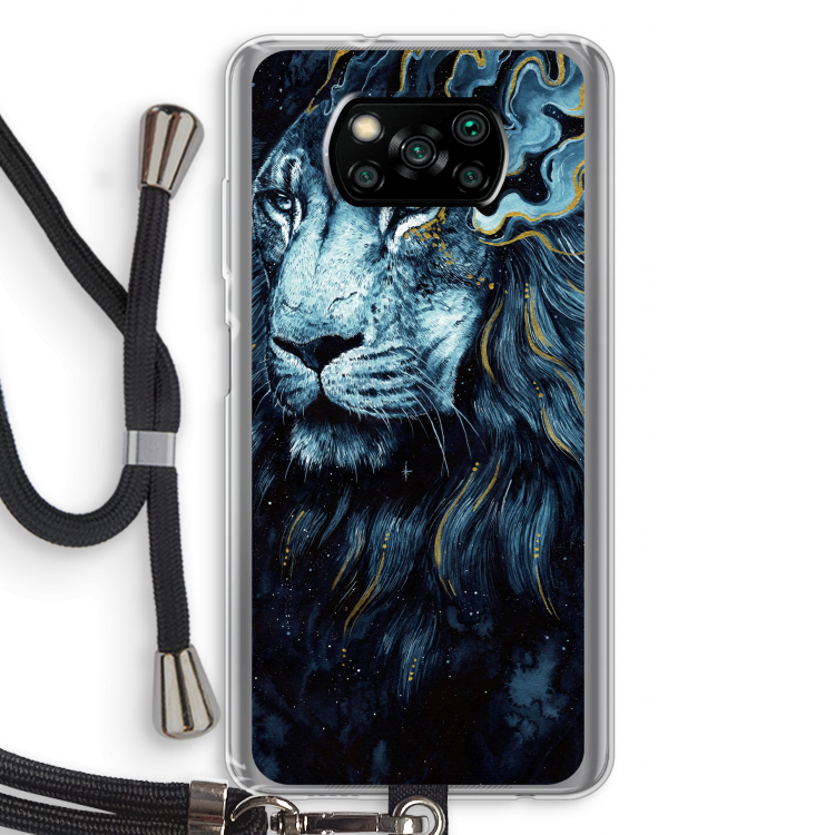 Darkness Lion: Xiaomi Poco X3 Pro Transparant Hoesje met koord