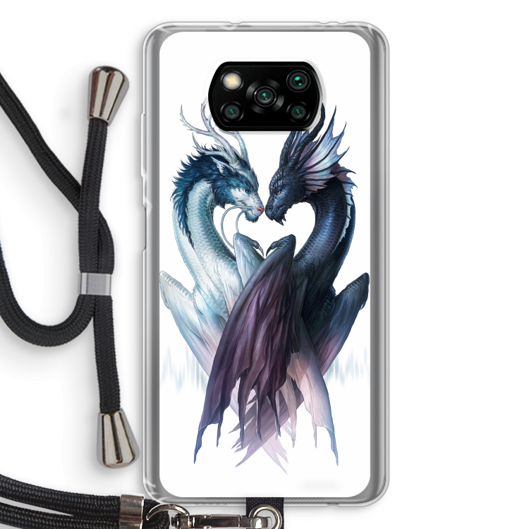 Yin Yang Dragons: Xiaomi Poco X3 Pro Transparant Hoesje met koord