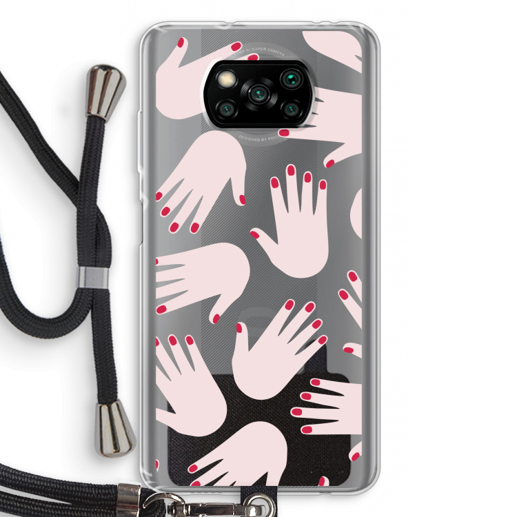 Hands pink: Xiaomi Poco X3 Pro Transparant Hoesje met koord
