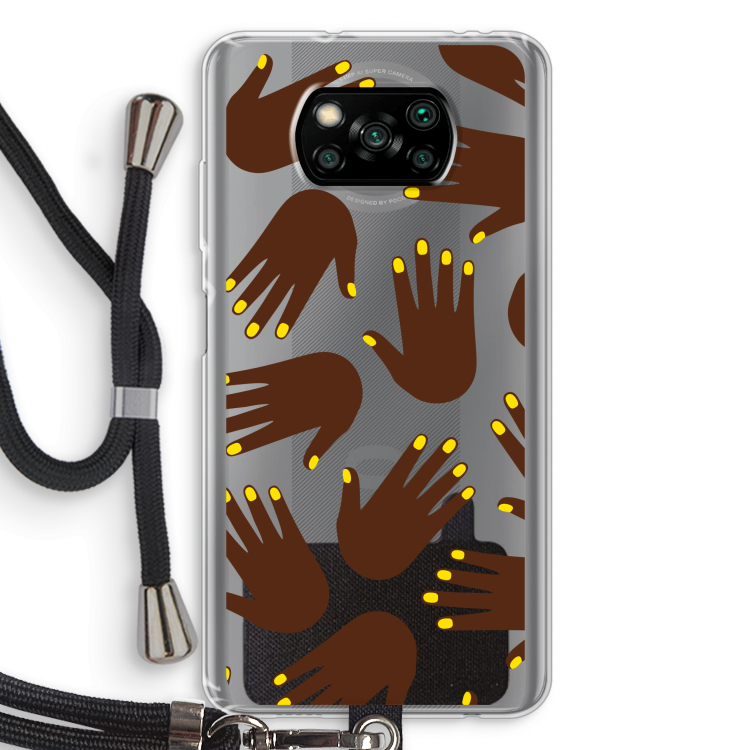 Hands dark: Xiaomi Poco X3 Pro Transparant Hoesje met koord