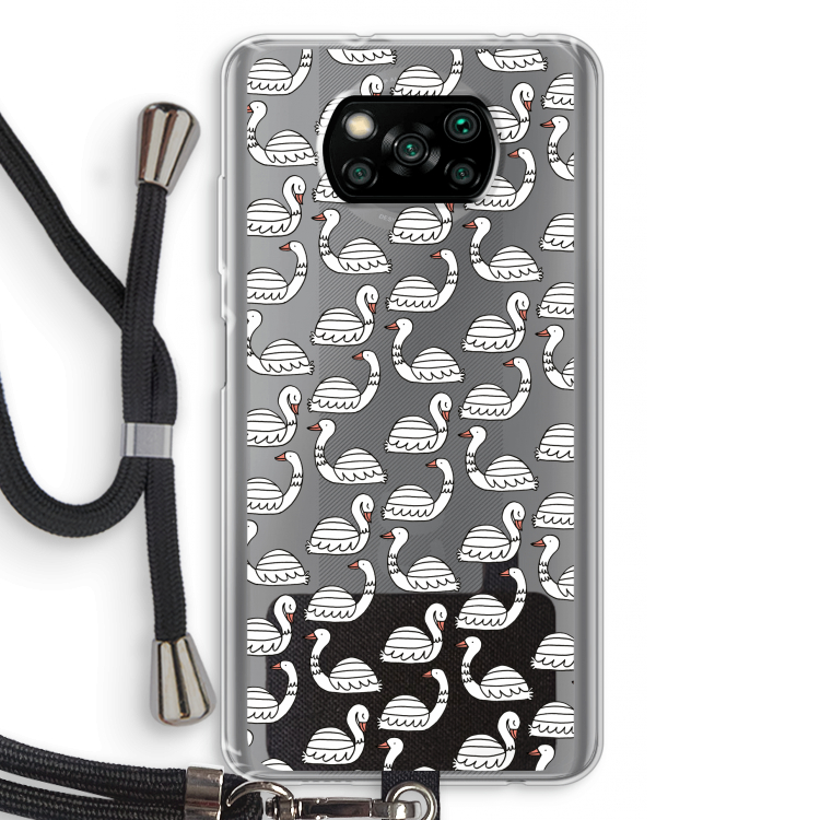 Zwanen: Xiaomi Poco X3 Pro Transparant Hoesje met koord