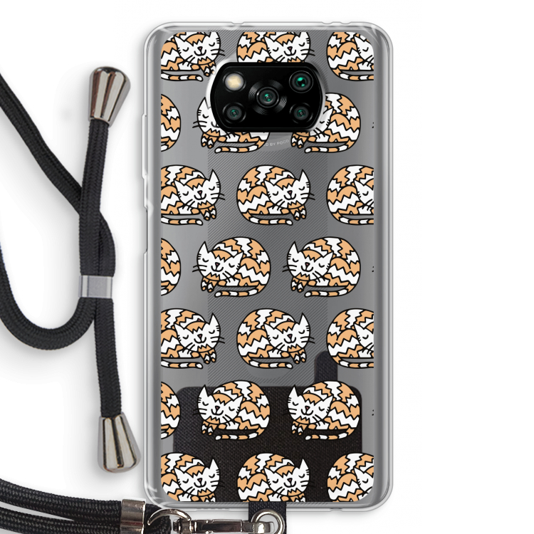 Slapende poes: Xiaomi Poco X3 Pro Transparant Hoesje met koord