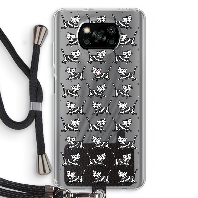 Zwarte poes: Xiaomi Poco X3 Pro Transparant Hoesje met koord