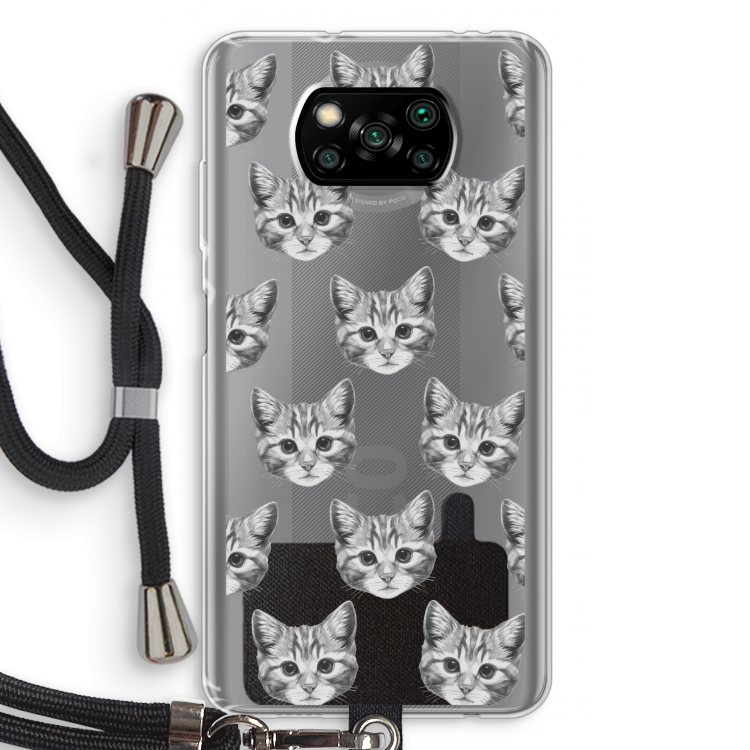 Kitten: Xiaomi Poco X3 Pro Transparant Hoesje met koord