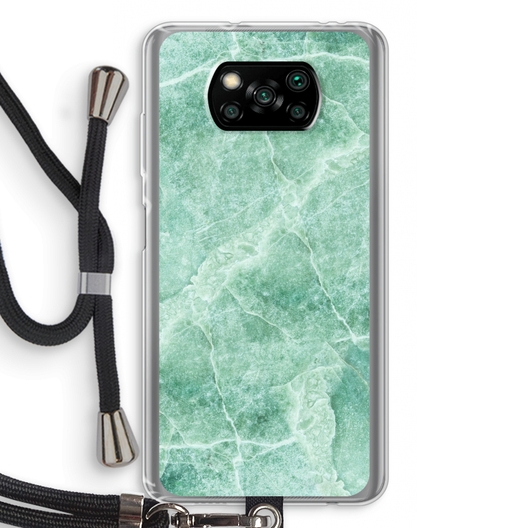 Groen marmer: Xiaomi Poco X3 Pro Transparant Hoesje met koord