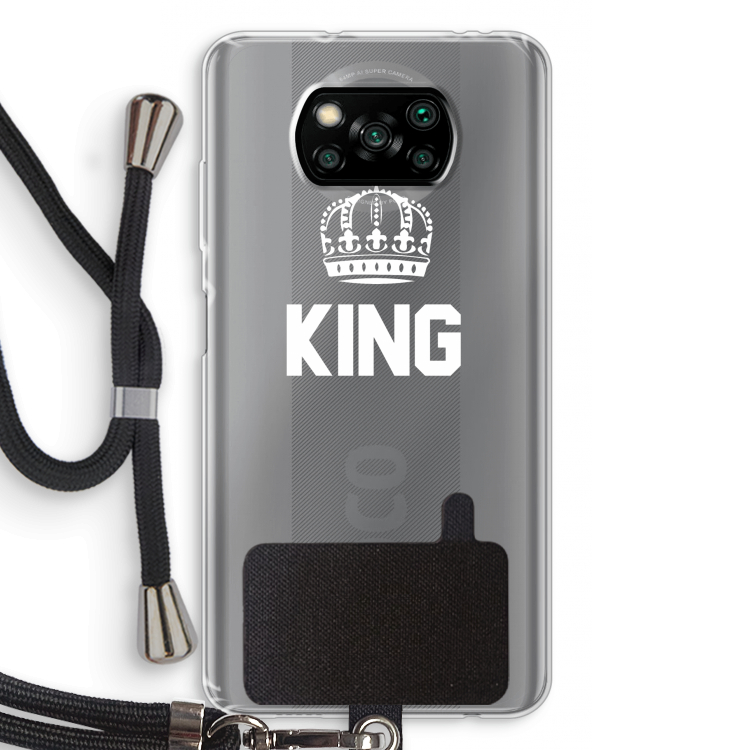 King zwart: Xiaomi Poco X3 Pro Transparant Hoesje met koord